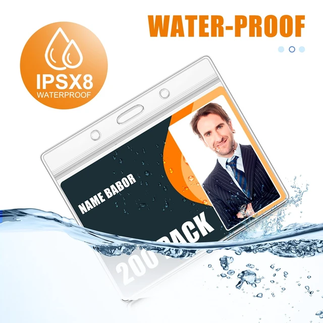 Alt view image 3 of 6 - 200 Pack Magnetic Name Badge Holders Bulk 4 x 3 Clear PVC Horizontal ID Card Tag Waterproof Reusable Plastic Name Tag for Office, Convention, Exhibitor Event, Record, School, Classroom
