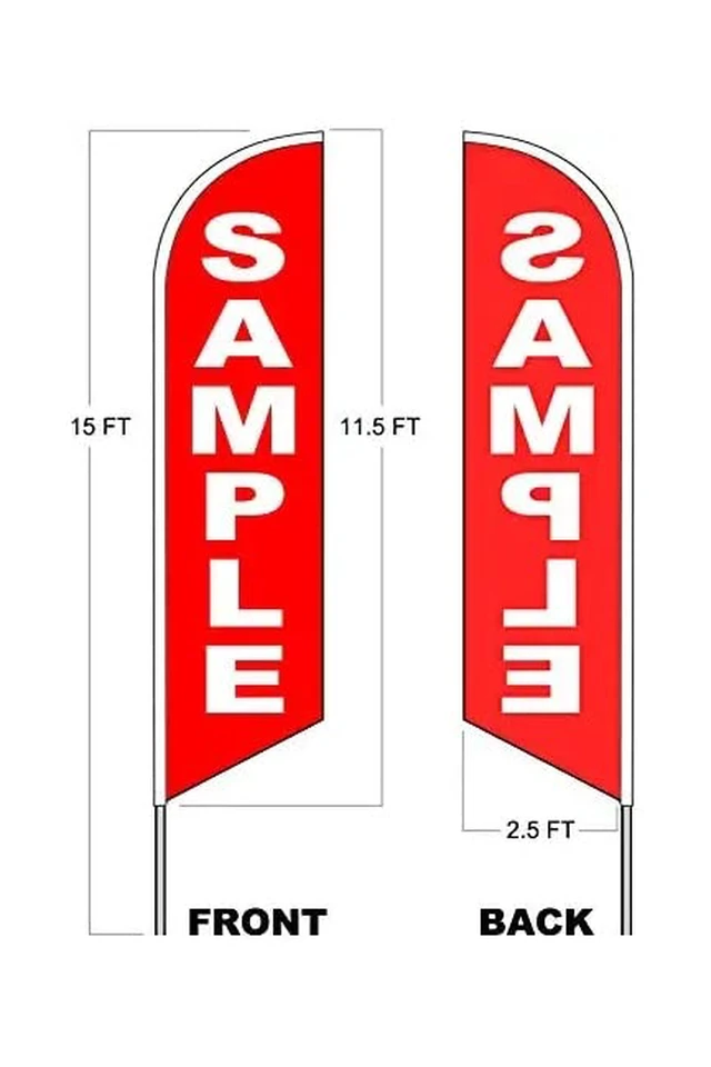 Alt view image 2 of 5 - 4 Less Co GELATO Windless Feather Swooper Flag Banner Sign 15 Feet Tall Large Pole Kit wf-h