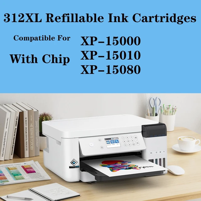 Alt view image 2 of 6 - Empty CISS System Refillable Ink Cartridge Kit - Compatible with XP-15000 XP-15010 XP-15080 - with Disposable Chip - for Sublimation Printing