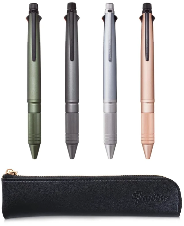 Main image of Uni Jetstream 4&1 Metal Edition 0.5 multifunction Pen (Black/Red/Blue/Green and Mechanical Pencil) 4 Colors Set, original Black slim pen case