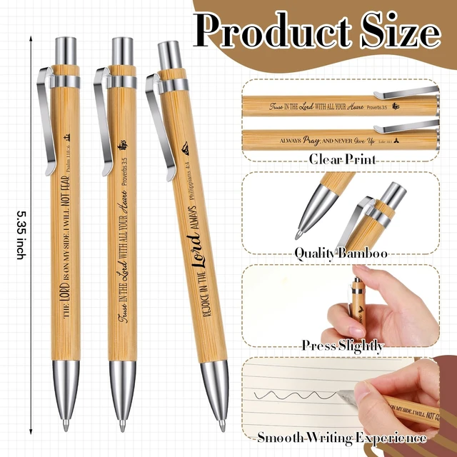 Alt view image 3 of 7 - 100 Pcs/50 Set Christian Spiral Notebooks with Bamboo Pen Small Pocket Prayer Journals Religious Christian Gift for Church Members Bible Study Groups Christmas Bulk Gifts(5.5 x 8.3 Inch)