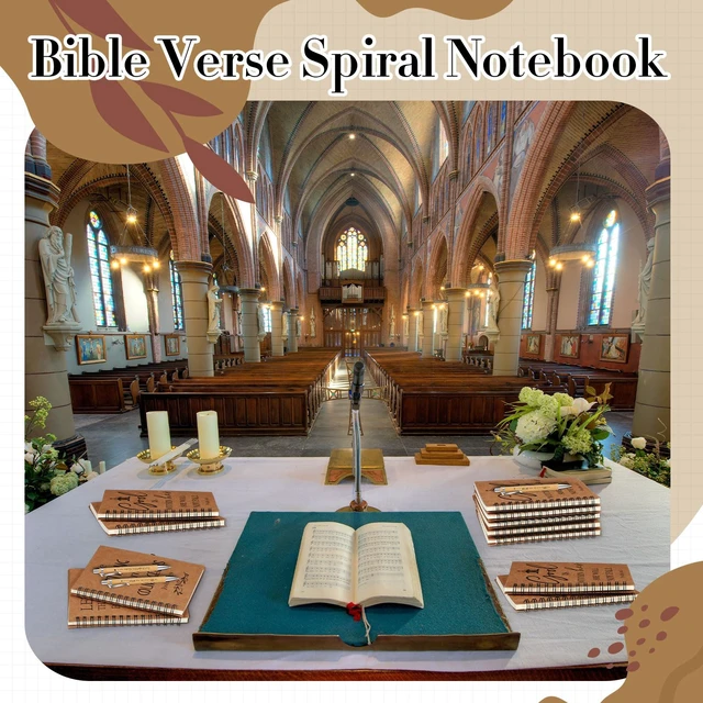 Alt view image 6 of 7 - 100 Pcs/50 Set Christian Spiral Notebooks with Bamboo Pen Small Pocket Prayer Journals Religious Christian Gift for Church Members Bible Study Groups Christmas Bulk Gifts(5.5 x 8.3 Inch)