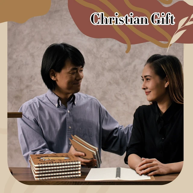 Alt view image 7 of 7 - 100 Pcs/50 Set Christian Spiral Notebooks with Bamboo Pen Small Pocket Prayer Journals Religious Christian Gift for Church Members Bible Study Groups Christmas Bulk Gifts(5.5 x 8.3 Inch)