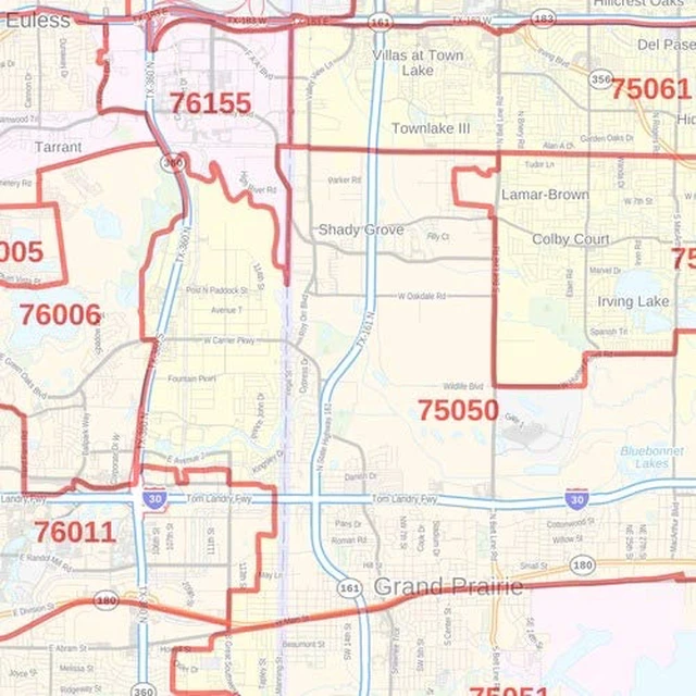 Alt view image 3 of 3 - Dallas - Fort Worth, Texas Zip Codes - 48" x 36" Paper Wall Map