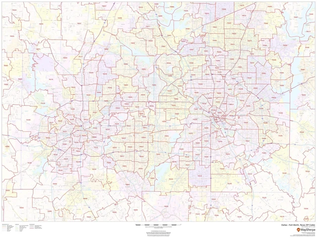 Main image of Dallas - Fort Worth, Texas Zip Codes - 48" x 36" Paper Wall Map