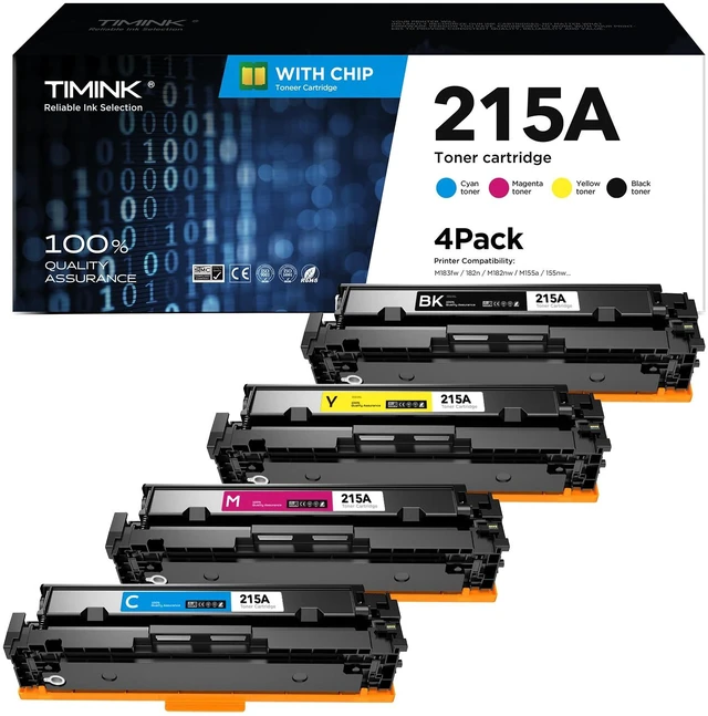 Main image of 215A Toner Cartridges Replacement for HP 215A W2310A W2311A W2312A W2313A with CHIP Work with Color LaserJet Pro M155a 155nw MFP M183fw 182n M182nw Printer (Black Cyan Magenta Yellow)