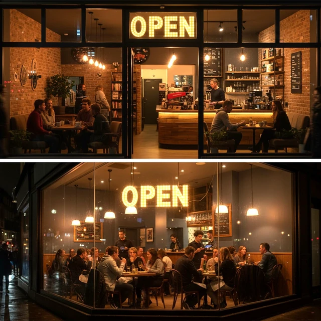 Alt view image 5 of 7 - 32 x 17IN Led open signs for business, Dimmable Large Warm White Light up Open Sign for Window with Timer, Open Close Signs for Business Outdoor Store Restaurant Office Bar Cafes Salon Restaurant