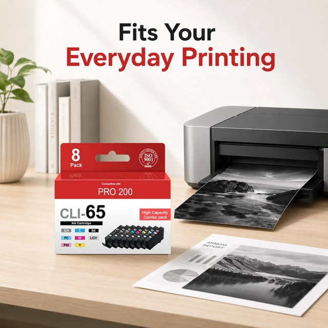 Alt view image 6 of 7 - CLI-65 Cli65 Ink Cartridges Replacement for CLI 65 Pro-200 Ink with PRO-200, PRO-200S Printers (8-Pack, 1BK, 1C, 1M, 1Y, 1PM, 1PC, 1GY, 1LGY)