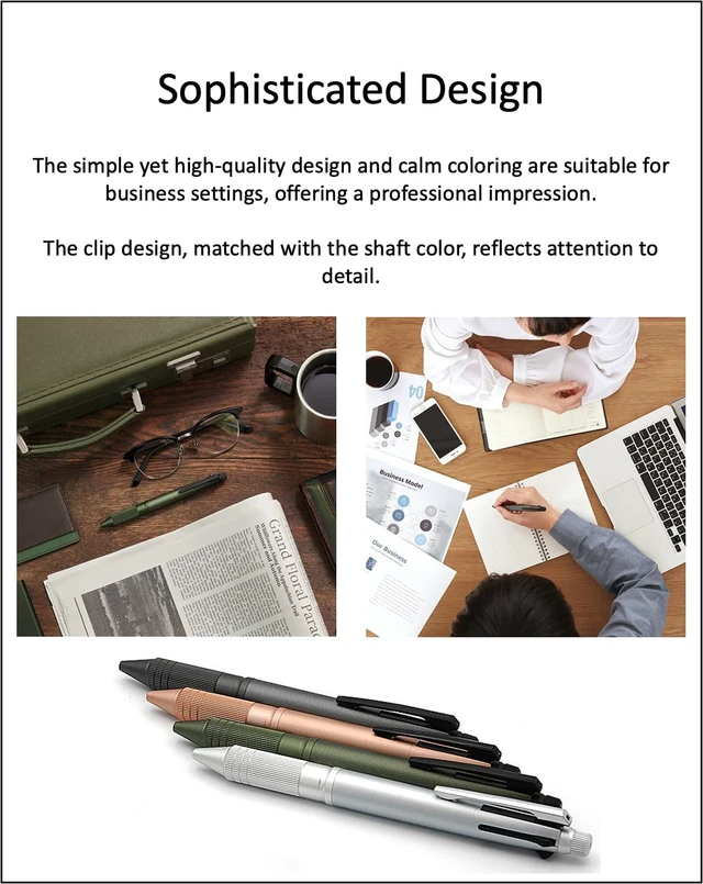 Alt view image 4 of 6 - Uni Jetstream 4&1 Metal Edition 0.5 multifunction Pen (Black/Red/Blue/Green and Mechanical Pencil) 4 Colors Set, original Black slim pen case
