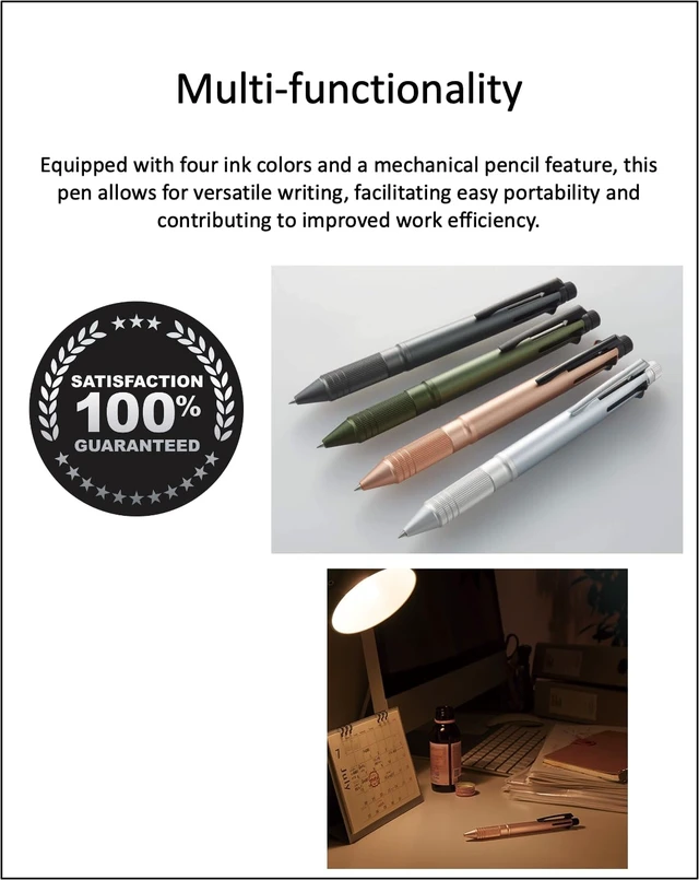 Alt view image 5 of 6 - Uni Jetstream 4&1 Metal Edition 0.5 multifunction Pen (Black/Red/Blue/Green and Mechanical Pencil) 4 Colors Set, original Black slim pen case