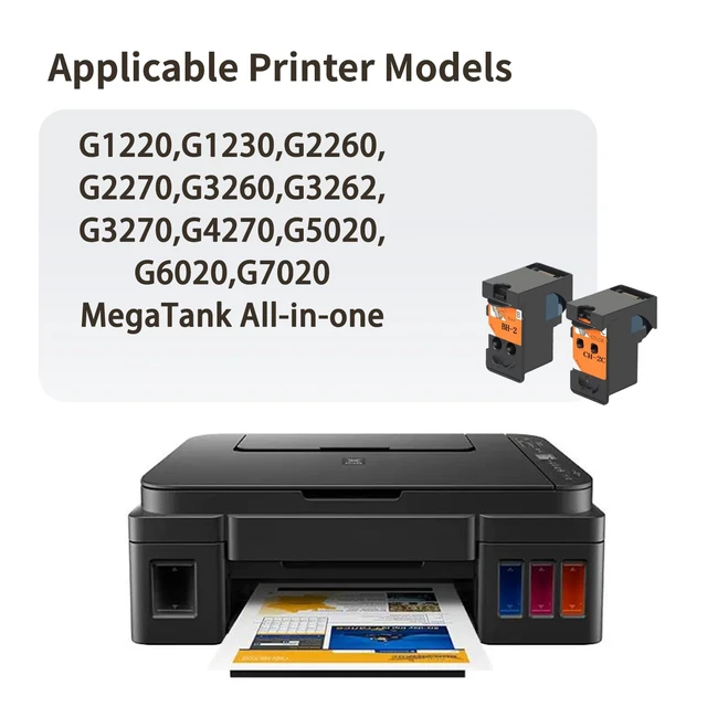 Alt view image 4 of 6 - BH-20 CH-20 Printhead & Ink Cartridges Combo Pack Compatible with Canon G1220 G1230 G2260 G2270 G3260 G3262 G3270 G4270 G5020 G6020 G7020 MegaTank Printer Head