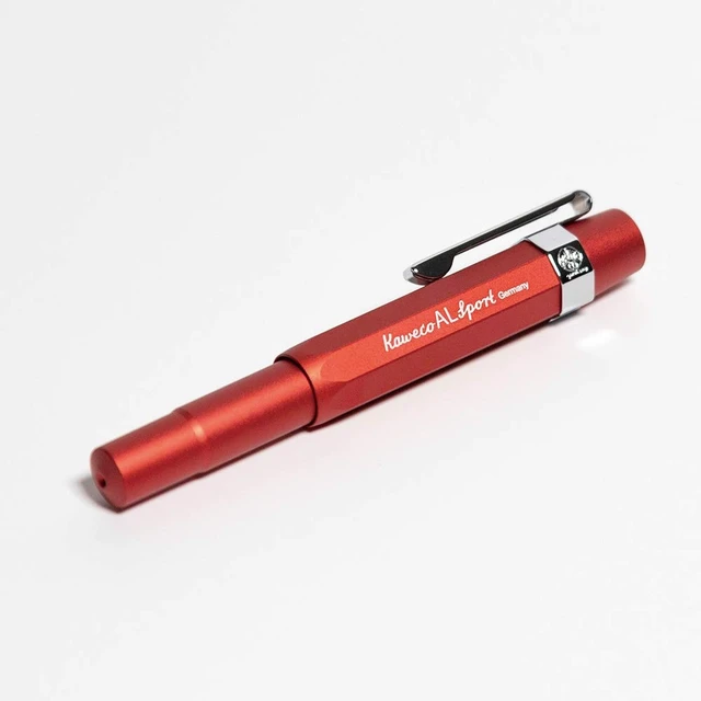 Alt view image 2 of 7 - AL Sport Fountain Pen Deep Red, Fine Nib Sport Octagonal Clip Chrome