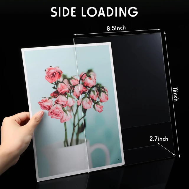 Alt view image 2 of 7 - 30 Pack Acrylic Sign Holder 8.5 x 11 in Clear Plastic Display Stands Vertical Slanted Back, L-shape, for Displaying Signs and Menus, for Tabletop, Photo Picture Frame Flyer Display Stand