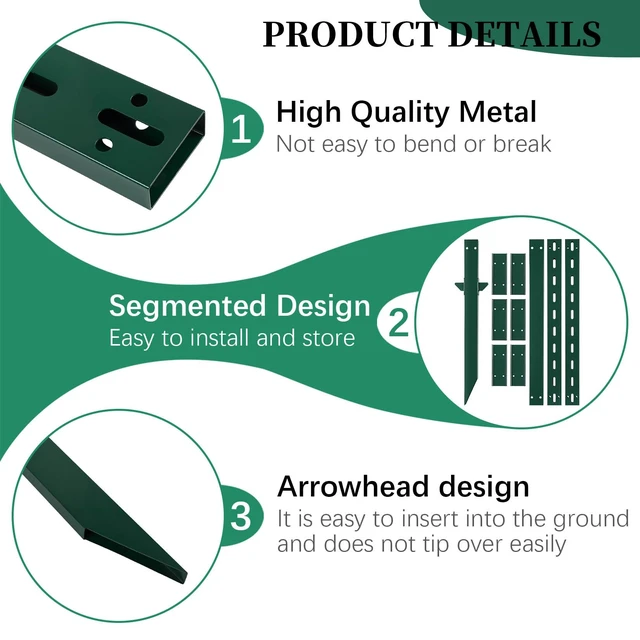 Alt view image 7 of 7 - 2 Pack 8' Sign Post Stake Metal for Outside, Heavy Duty Yard Sign Stake, Rust, Wind & Dust Resistant Sturdy Metal Pole for Outside, Yard, Road, Parking Fits Signs 7 to 18 Inch (Green)