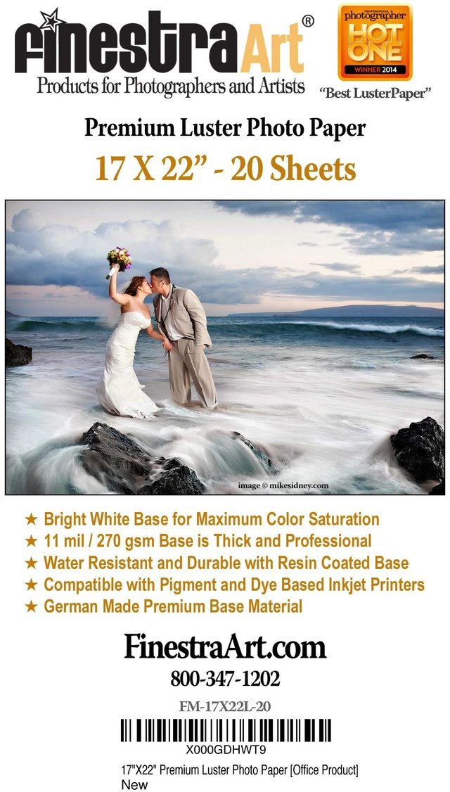 Main image of 17" X 22" Premium Luster Inkjet Photo Paper - 20 Sheets