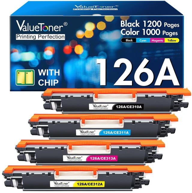 Main image of 126A Toner Cartridge CE310A CE311A CE312A CE313A for HP LaserJet Pro 4 Pack Replacement for HP 126A, Compatible with 100 Color MFP M175 M175nw M275 M275nw CP1025nw CP1025, CE310A