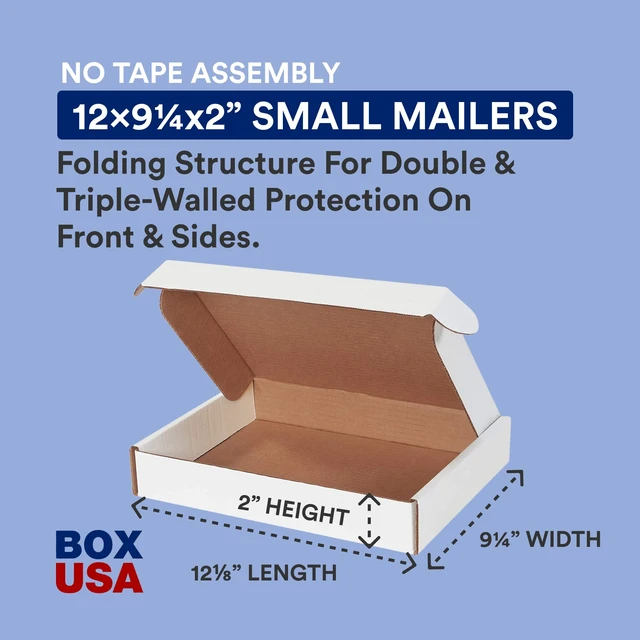 Alt view image 2 of 6 - Shipping Boxes Small 12.125"L x 9.25"W x 2"H, 50-Pack Corrugated Cardboard for Packing, Moving and Storage