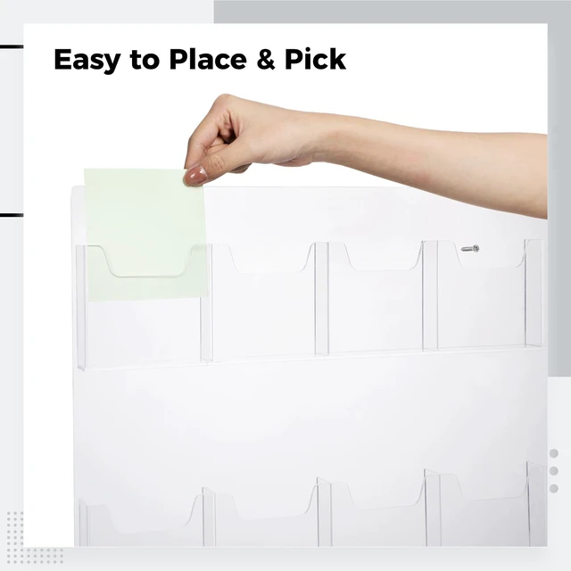 Alt view image 5 of 6 - 18 Pockets Acrylic Brochure Pamphlet Holder Wall Mount, 4 inches Pocket Brochure Display Stand, Pamphlet Display Stand Wall Mount, Clear Plastic Trifold Flyer Rack Literature Holder