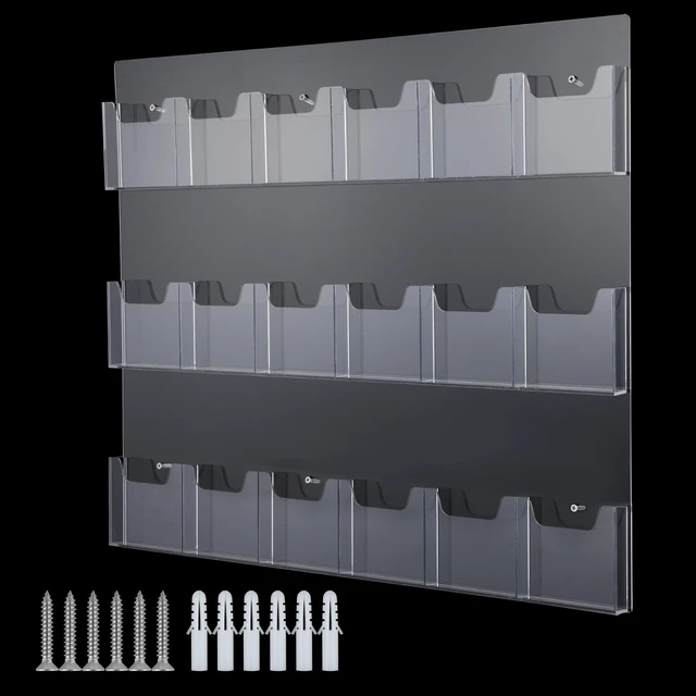 Alt view image 6 of 6 - 18 Pockets Acrylic Brochure Pamphlet Holder Wall Mount, 4 inches Pocket Brochure Display Stand, Pamphlet Display Stand Wall Mount, Clear Plastic Trifold Flyer Rack Literature Holder