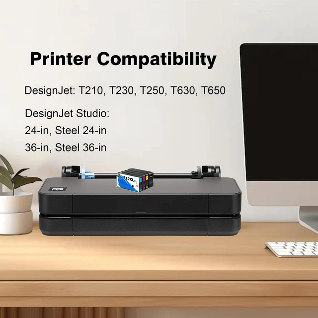 Alt view image 2 of 6 - 712XL 712 XL Ink Compatible for HP 712 Ink Cartridges Combo Pack High Yield Replacement for HP DesignJet T210 T230 T250 T630 T650 Studio Plotter Printer (1 Black,1 Cyan,1 Magenta,1 Yellow)