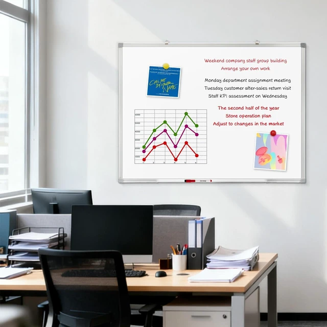 Alt view image 6 of 7 - Magnetic Dry Erase Whiteboard 40x30 Inch, Aluminum Framed Wall Mount Comes with Marker Tray, Markers, Magnets & Eraser; Ideal for Home, Office, Classroom & Meeting Room
