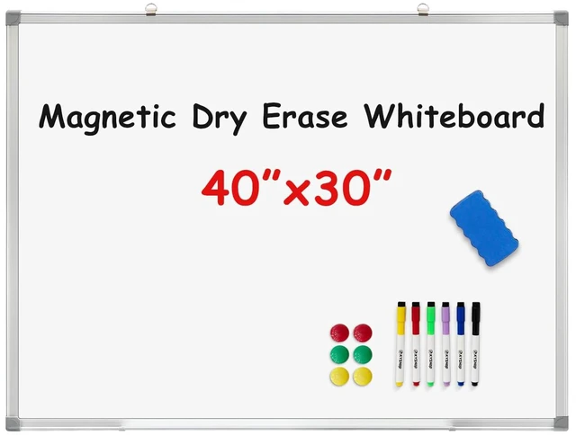 Alt view image 2 of 7 - Magnetic Dry Erase Whiteboard 40x30 Inch, Aluminum Framed Wall Mount Comes with Marker Tray, Markers, Magnets & Eraser; Ideal for Home, Office, Classroom & Meeting Room