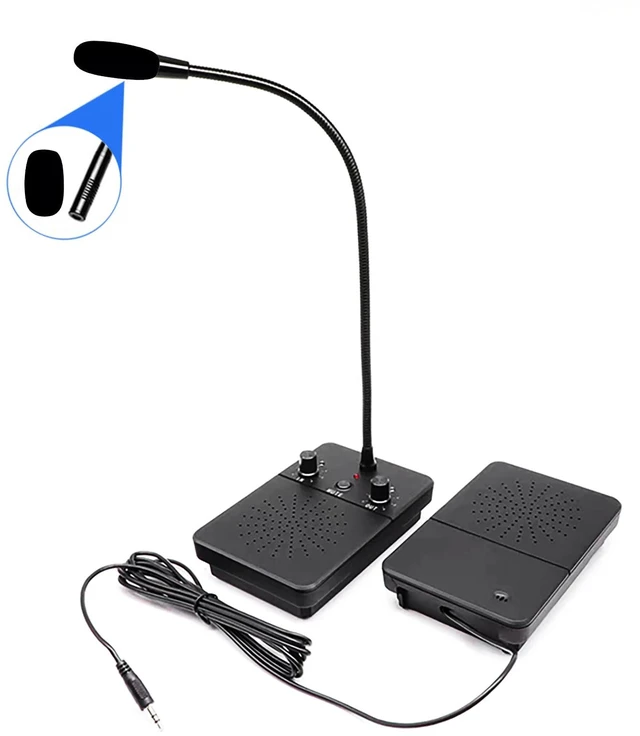 Main image of Window Intercom Dual Way Voice Communication Microphone Talk Through Glass Anti-Interference Counter Speaker System for Bank Post Office Ticket Booth Food Truck Deli