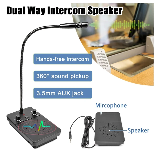 Alt view image 5 of 6 - Window Intercom Dual Way Voice Communication Microphone Talk Through Glass Anti-Interference Counter Speaker System for Bank Post Office Ticket Booth Food Truck Deli
