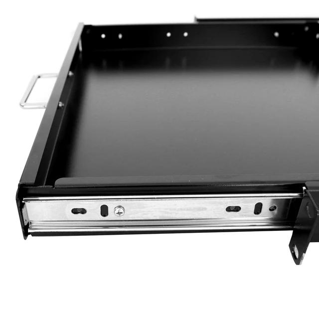 Alt view image 3 of 7 - GlobalRack 1U Keyboard Drawer, 17.75" Depth, Extends to 27", Soft-Close 1U keyboard drawer 1U rack drawer Soft-close damping Foldable handle Built-in cable management Heavy-gauge stee
