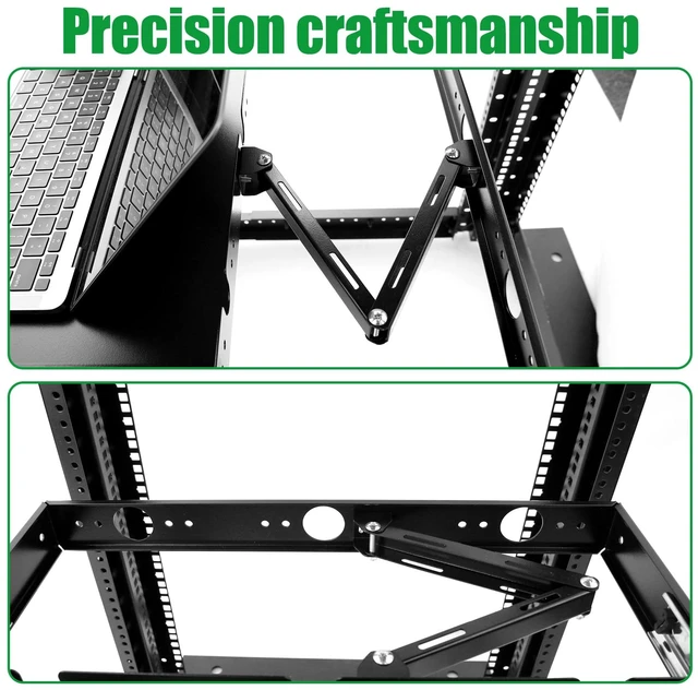 Alt view image 7 of 7 - GlobalRack 1U Keyboard Drawer, 17.75" Depth, Extends to 27", Soft-Close 1U keyboard drawer 1U rack drawer Soft-close damping Foldable handle Built-in cable management Heavy-gauge stee
