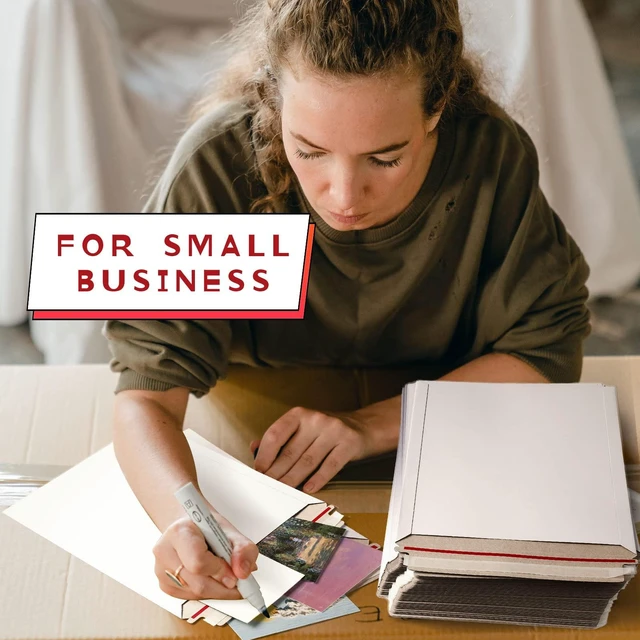 Alt view image 5 of 7 - 150 Pack Rigid Mailers 9.25 x 11.8 Inches Resealable Photo Document Mailers Cardboard White Stay Flat Envelopes for Shipping Photos Pictures Papers Files Cd Magazines Comic Books