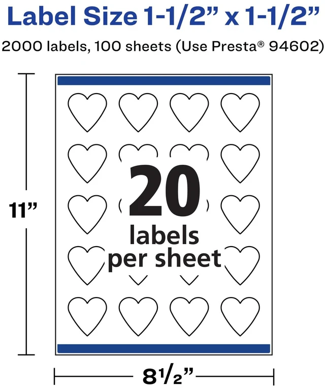 Alt view image 5 of 7 - ® Matte White Heart Labels, Sure Feed® Technology, 1.5" x 1.5", 2,000 Matte White Printable Labels