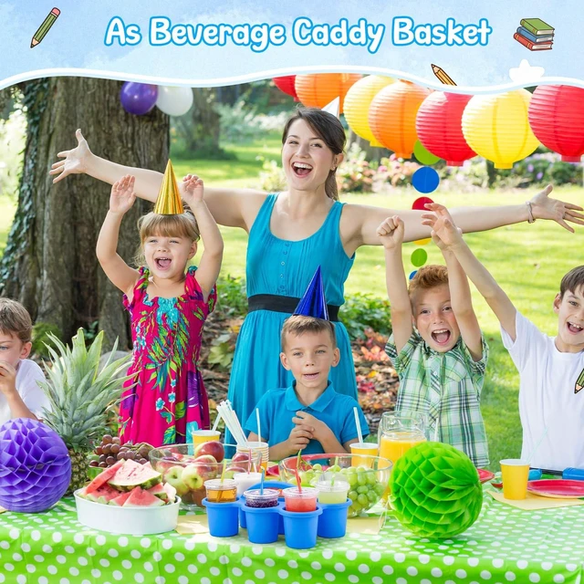Alt view image 4 of 7 - 12 Pack Classroom Caddy, Stackable Plastic Caddy Storage Basket with Handle for Kids, Table Desk Office Arts, Crafts, Crayon, Marker, Pencil, School Supplies (Assorted Colors)