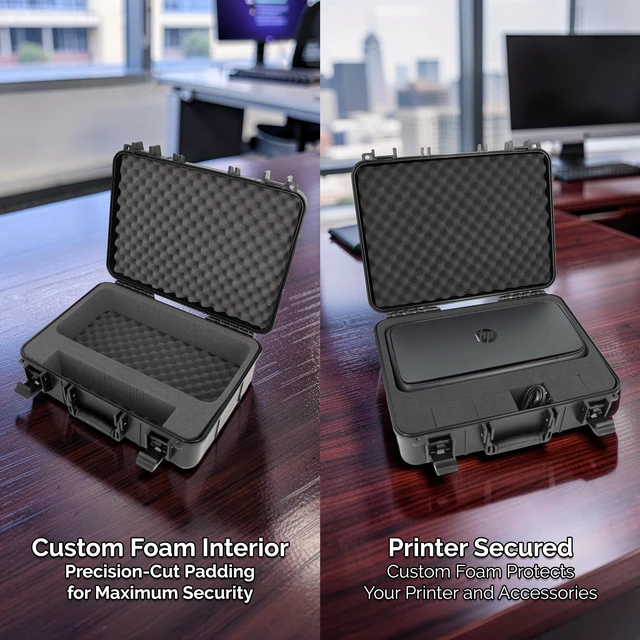 Alt view image 4 of 7 - Portable Printer Hard Case Compatible with HP Officejet 200 Wireless Mobile Printer, Ink Cartridge, Power Adapter & Cables - Crushproof Travel Bag, Case Only