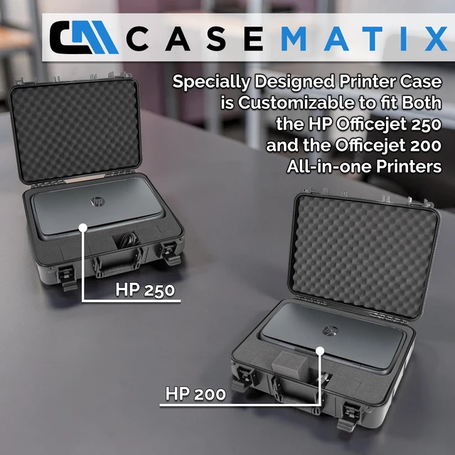 Alt view image 7 of 7 - Portable Printer Hard Case Compatible with HP Officejet 200 Wireless Mobile Printer, Ink Cartridge, Power Adapter & Cables - Crushproof Travel Bag, Case Only