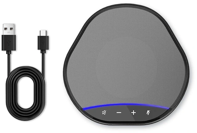 Main image of Conference Speaker and Microphone for Home Office and Meeting Room 360° Enhanced Voice Pickup with 2 AI Mics, Echo & Noise Reduction, USB-C Plug & Play Speakerphone for Zoom Skype Teams Calls