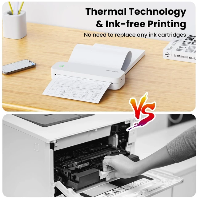 Alt view image 5 of 7 - Portable Printer for Travel, Bluetooth Thermal Printer Supports 8.5 x 11 Inch US Letter Size, Compatible with Android and iOS & Laptop Inkless Mobile for Office, Car, School