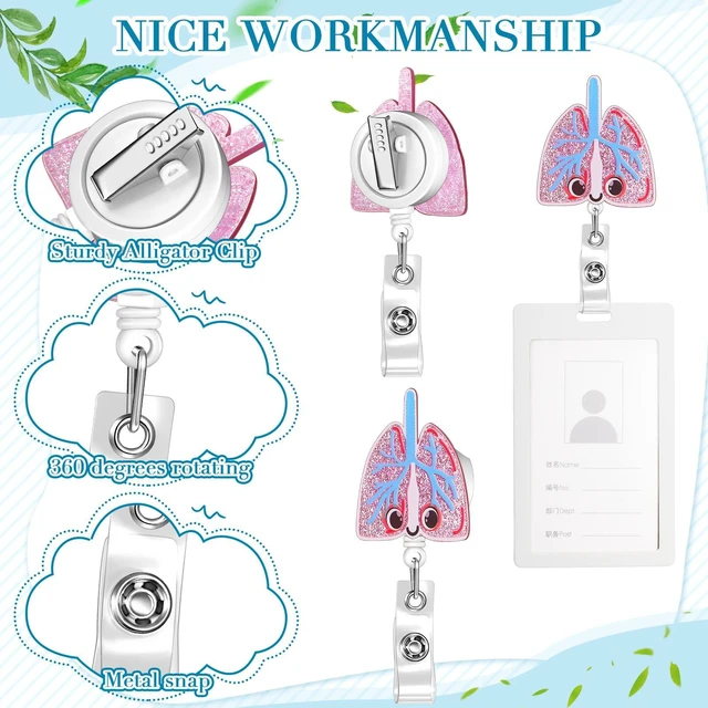 Alt view image 6 of 7 - 60 Pcs Funny Nurse Badge Reels Bulk Cute Retractable Name ID Clip Tag Badge Holder for Doctor Student Medical Assistant Coworker Work Accessories Funny Gifts