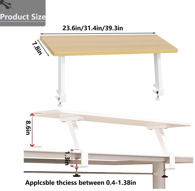 Alt view image 2 of 7 - Clamp On Desk Shelf, Adjustable Desktop Extender Storage Organizer Space Saving Desk Shelf No Drill For Office, Dorm, Home Desk Organization (39.3 x 7.8 in)