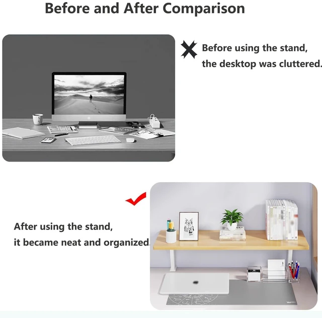 Alt view image 4 of 7 - Clamp On Desk Shelf, Adjustable Desktop Extender Storage Organizer Space Saving Desk Shelf No Drill For Office, Dorm, Home Desk Organization (39.3 x 7.8 in)