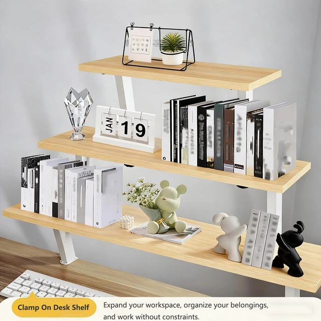 Alt view image 5 of 7 - Clamp On Desk Shelf, Adjustable Desktop Extender Storage Organizer Space Saving Desk Shelf No Drill For Office, Dorm, Home Desk Organization (39.3 x 7.8 in)