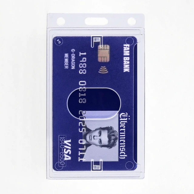 Main image of 50 Pack Hard Plastic Badge Holder, Vertical Clear ID Card Holder, Rigid Case Single ID Protector with Easy Access Thumb Slot, Scannable, for Lanyard Neck Chain and Badge Reels-Frosted Clear