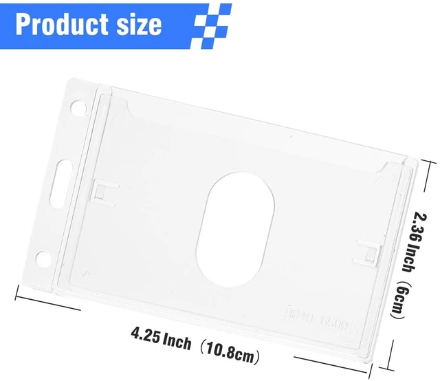 Alt view image 2 of 7 - 50 Pack Hard Plastic Badge Holder, Vertical Clear ID Card Holder, Rigid Case Single ID Protector with Easy Access Thumb Slot, Scannable, for Lanyard Neck Chain and Badge Reels-Frosted Clear