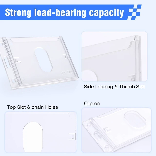Alt view image 3 of 7 - 50 Pack Hard Plastic Badge Holder, Vertical Clear ID Card Holder, Rigid Case Single ID Protector with Easy Access Thumb Slot, Scannable, for Lanyard Neck Chain and Badge Reels-Frosted Clear