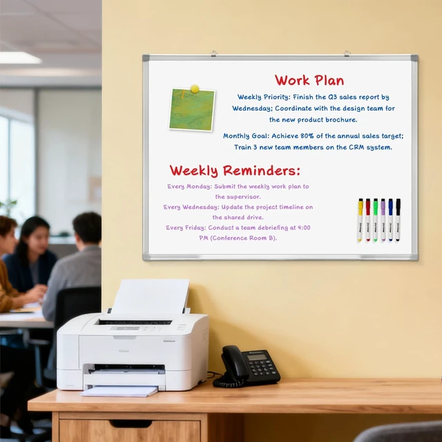 Alt view image 7 of 7 - Magnetic Dry Erase Whiteboard 40x30 Inch, Aluminum Framed Wall Mount Comes with Marker Tray, Markers, Magnets & Eraser; Ideal for Home, Office, Classroom & Meeting Room