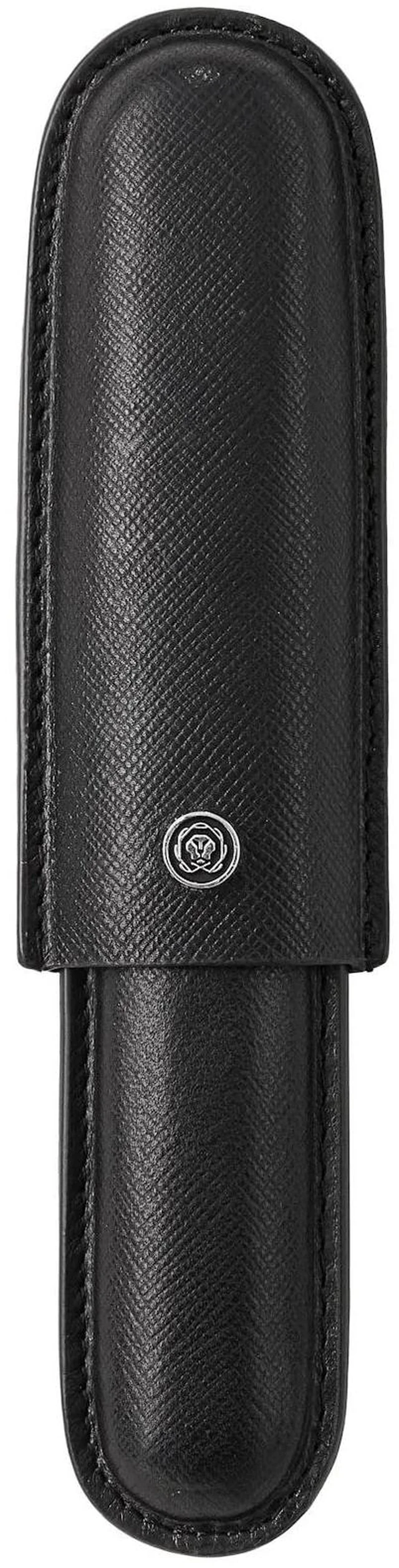 Main image of Cigar Style Single Pen Case, Pen Pouch for Business, Travel & Gifting, Genuine Saffiano Leather, Gift Box Presentation - Black