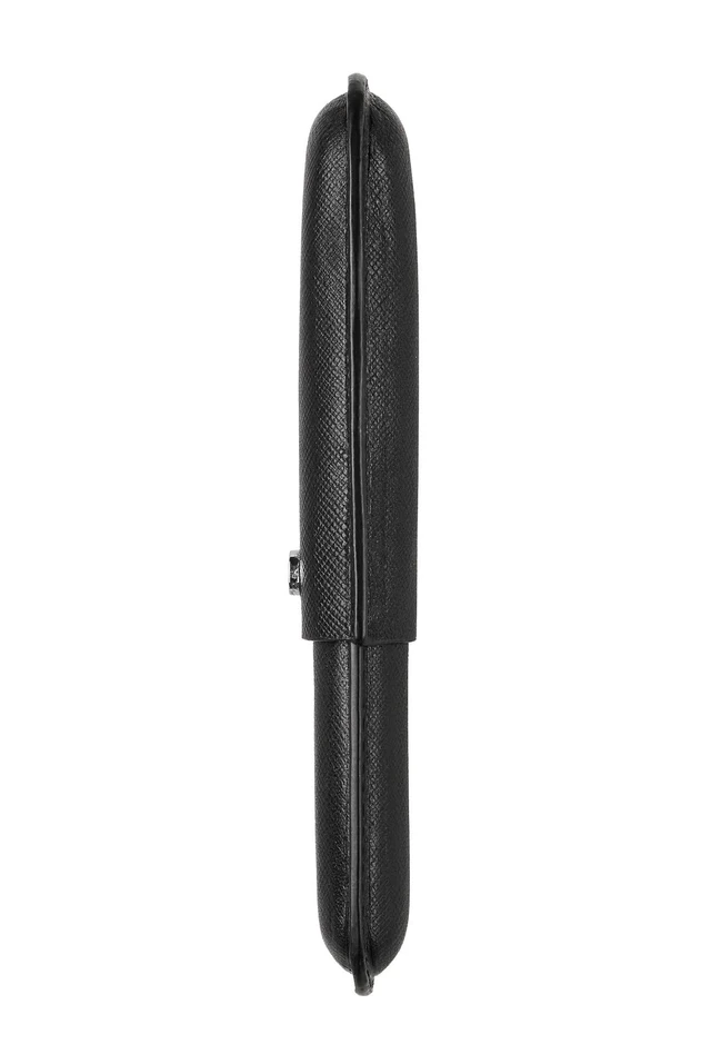 Alt view image 3 of 3 - Cigar Style Single Pen Case, Pen Pouch for Business, Travel & Gifting, Genuine Saffiano Leather, Gift Box Presentation - Black