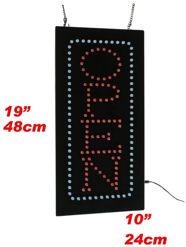 Alt view image 2 of 6 - Open Sign Vertical, 10"x19", 24x48cm, LED, Neon, Florescent, Signage, Signboard, Display, Billboard, Screen, Grand Opening, Gift