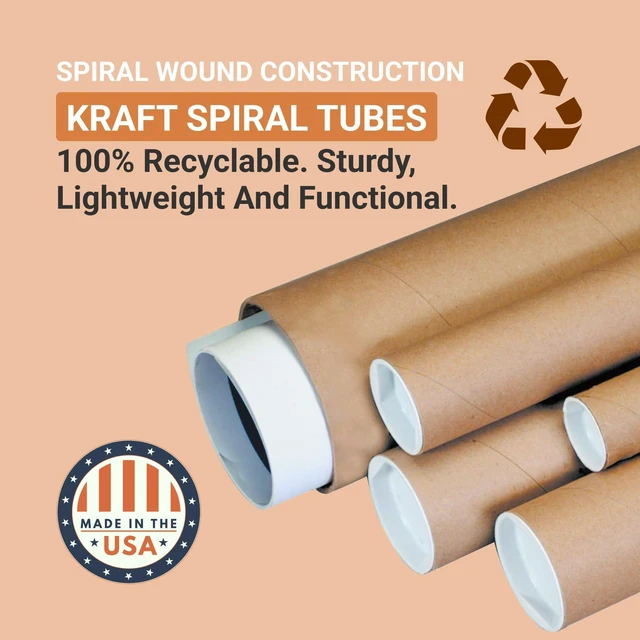 Alt view image 4 of 4 - Cardboard Tubes with Caps, 24"L x 1.5"W x 1.5"H, Pack of 50 Poster Tube for Mailing and Storage of Blueprints, Artwork, Crafts, Long Art Holder, 24 inches