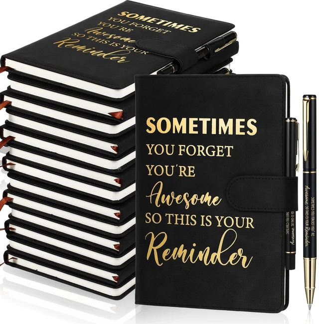 Main image of 28 Pcs A5 Leather Journal Notebook with Pen Employee Gifts,Novel Bulk Appreciation Gifts for Team Staff Teacher Volunteer, Thank You Presents for Christmas, Leather Cover with Pen